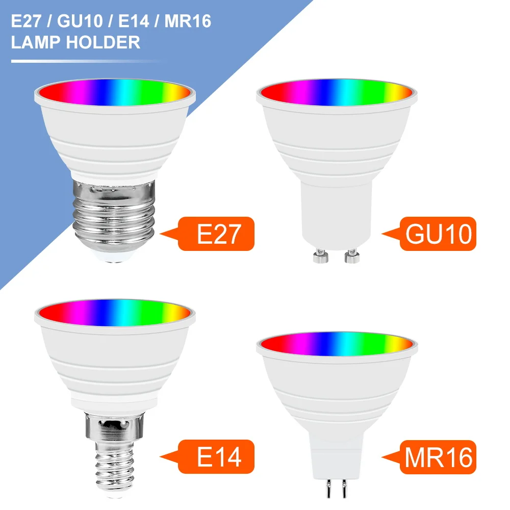 RGB LED Bulb E27 Light 220V Colorful Light Bulbs E14 Spotlight LED Magic Bulb GU10 Atmosphere Lamp MR16 Color Decoration Lamps