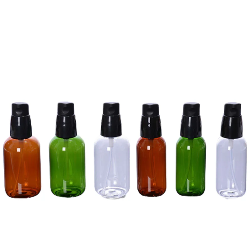 

20pcs Plastic Refillable Bottles Black Pump 50ml 80ml Cosmetic Packaging Cosmetics Empty Green Amber Lotion Body Scrub Bottles