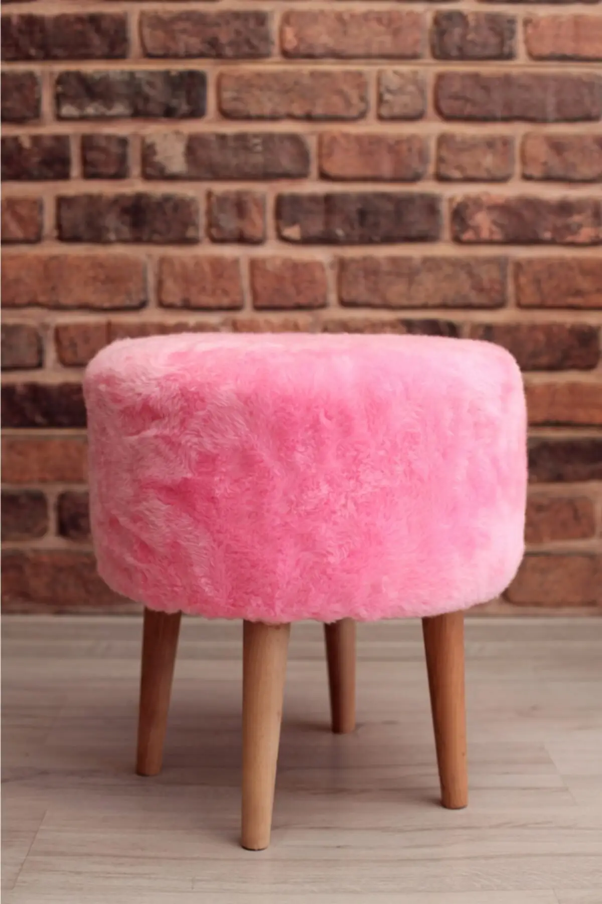 Runde Rosa Plüsch Puff Holz Fuß Paa01364 rosa hocker plüsch hocker pelz hocker