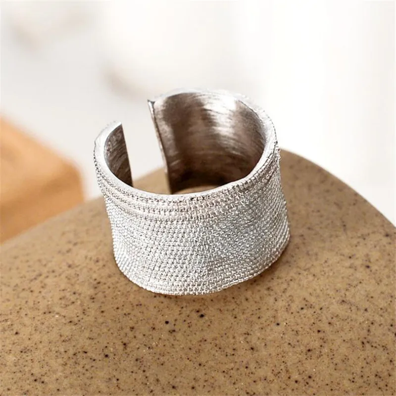 

New Fashion Personality INS Irregular Geometric 925 Sterling Silver Jewelry Bark Bump Pattern Exquisite Opening Rings TYB026