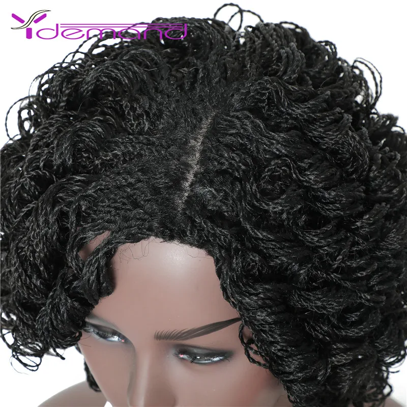 Y Demand Crochet Wigs Two Strands Of Hair Twist Curly Braided Synthetic Braiding Hair Wig BOBO Styles For Negro Women