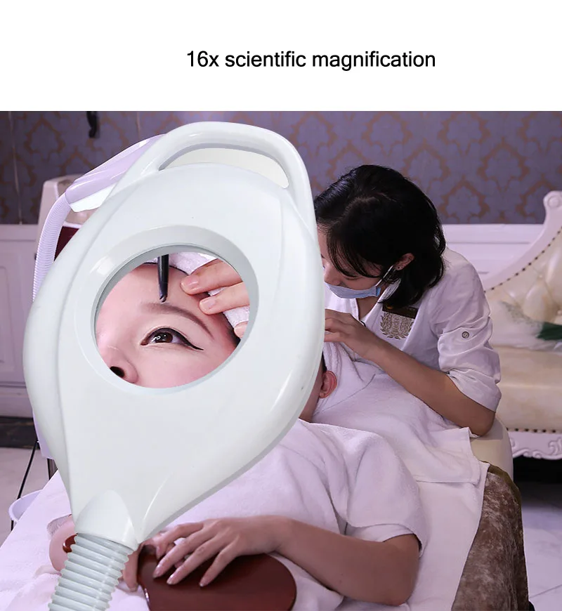 LED Beauty Cold Light Lamp 16 Times Magnifying Glass Manicure Tattoo Shadowless Lamp Rotating Dimming Eye Protection Beauty Lamp