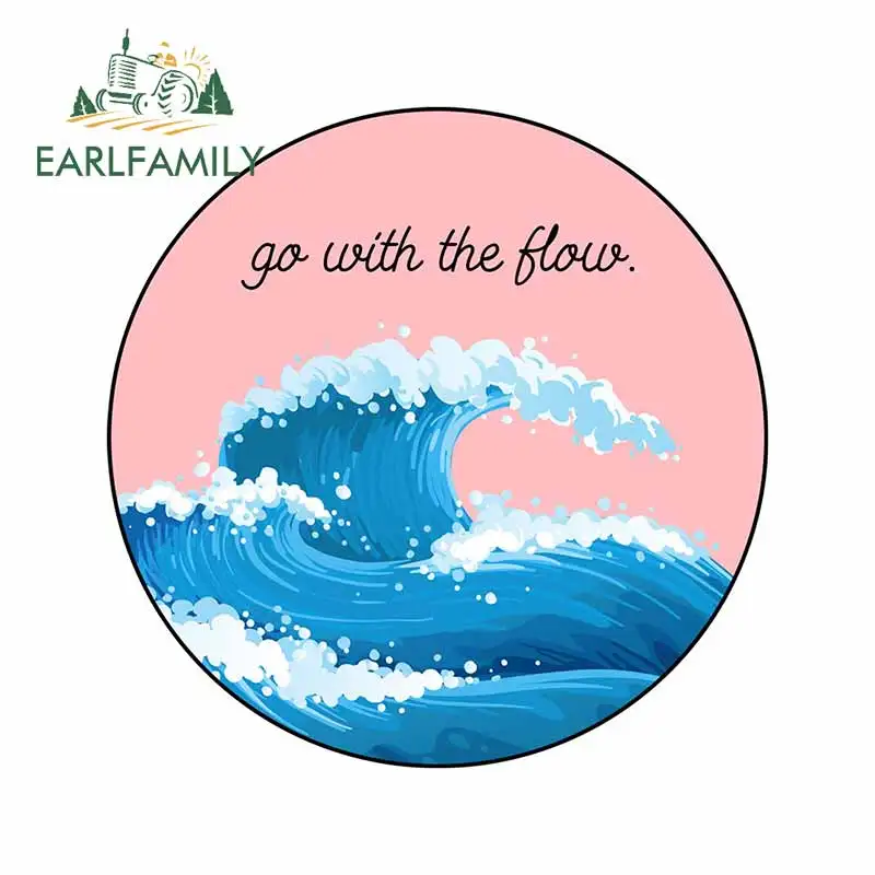 EARLFAMILY 13cm x 13cm Funny Go with The Flow Sticker Personality Rear Windshield Trunk Decal Waterproof Holiday Car Stickers