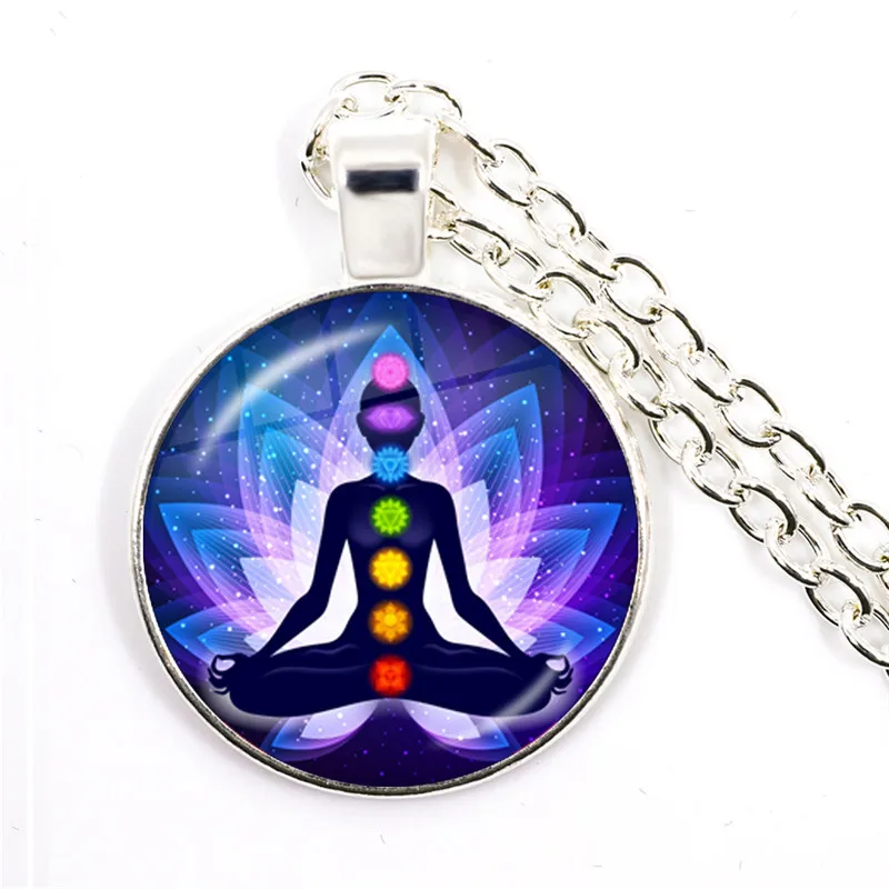 New Arrival 7 Chakra Reiki Healing Necklace Buddha Yoga Meditation Pendant Spiritual Hope Jewelry Chain Statement Necklace Gift