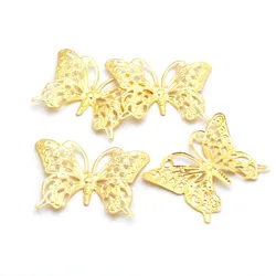 10Pcs Gold/Silver Butterfly Filigree Wraps Connectors Metal Crafts Gift Decoration DIY Jewelry Pendant 26*36mm
