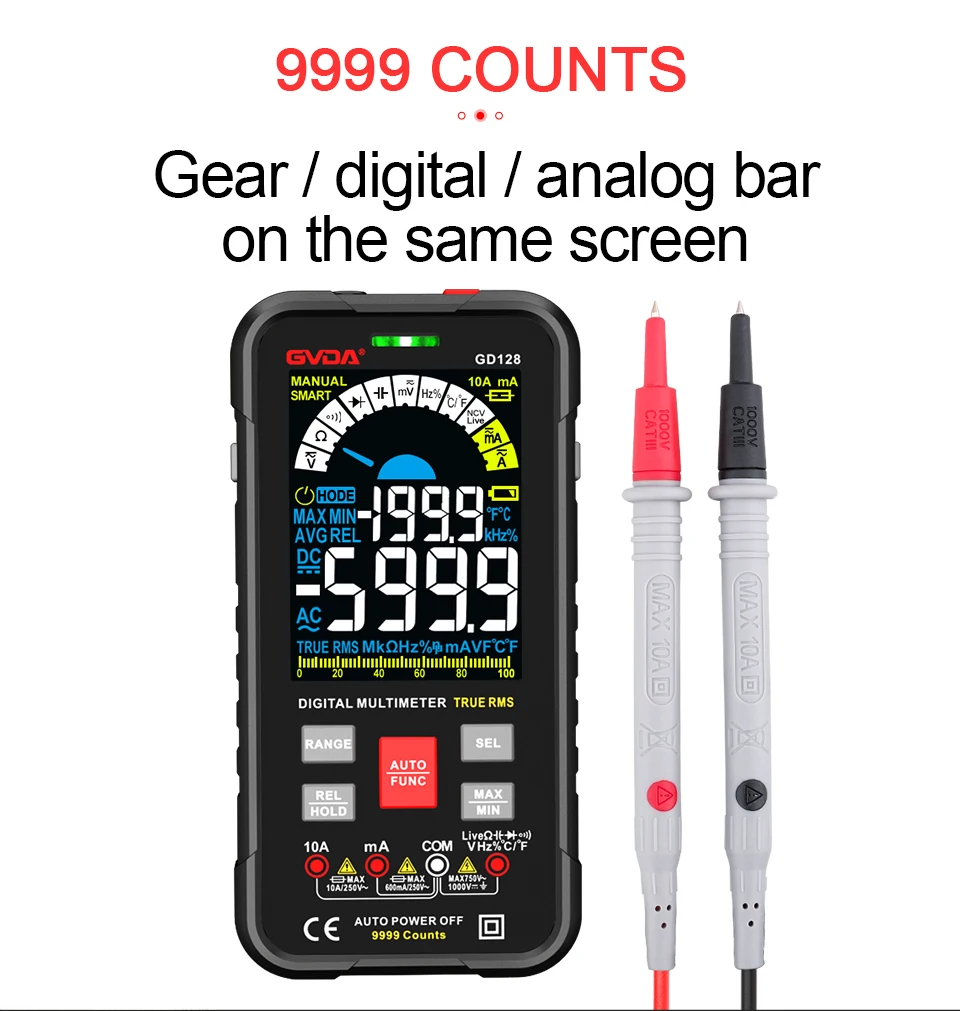 GVDA Digital Multimeter Probe Soft Silicone Wire Needle Tip Universal Test Leads with Alligator Clip 1000V 10A GD128