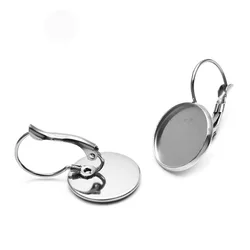 10Pcs 316Stainless steel Lever Back Hoop Earring With 6mm to 30mm Inner Dia. Blank Round Bezel Cabochon Earring Setting