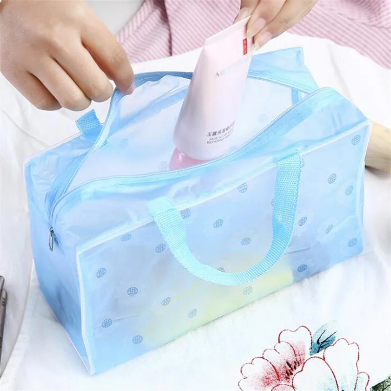 Creative Translucent Waterproof Cosmetic Bag Portable Travel Wash Bag Bathroom Wash Kit Toothbrush Pouch Organizer Makeup Case