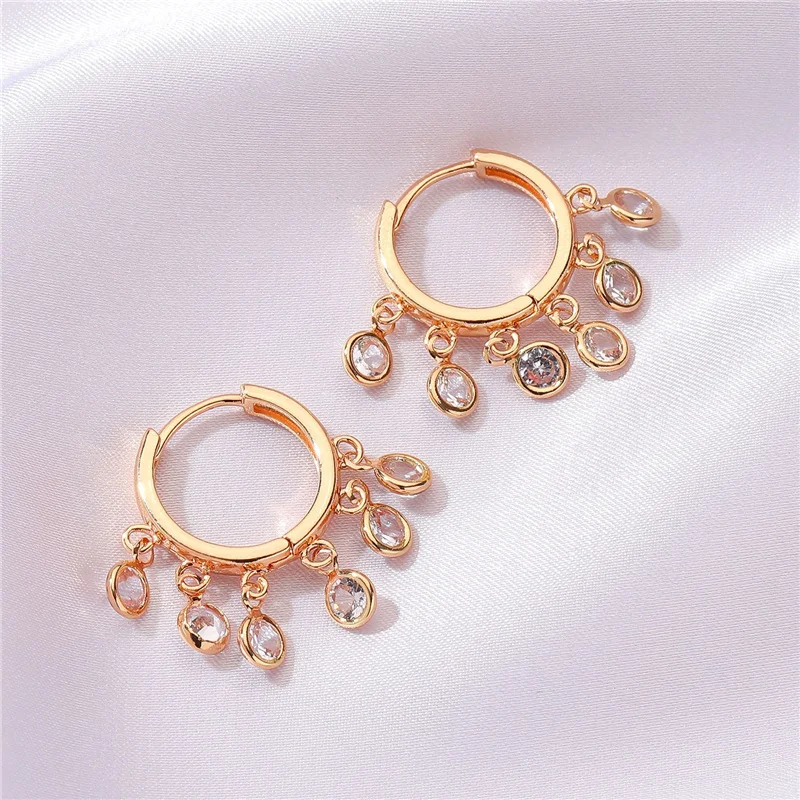 New Earrings For Women Simple Light Deads Small Ear Buckle Short Cute Temperament Tassel Zircon Hoop Earrings Women Gift Jewelry