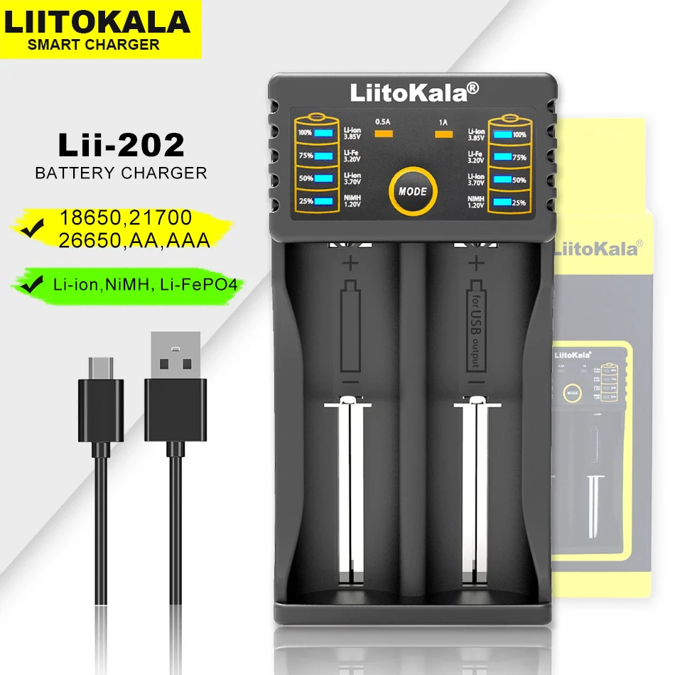 Original liitokala Lii-202 carregador aaa 900mah ni-mh bateria recarregável temperatura arma controle remoto brinquedo do rato