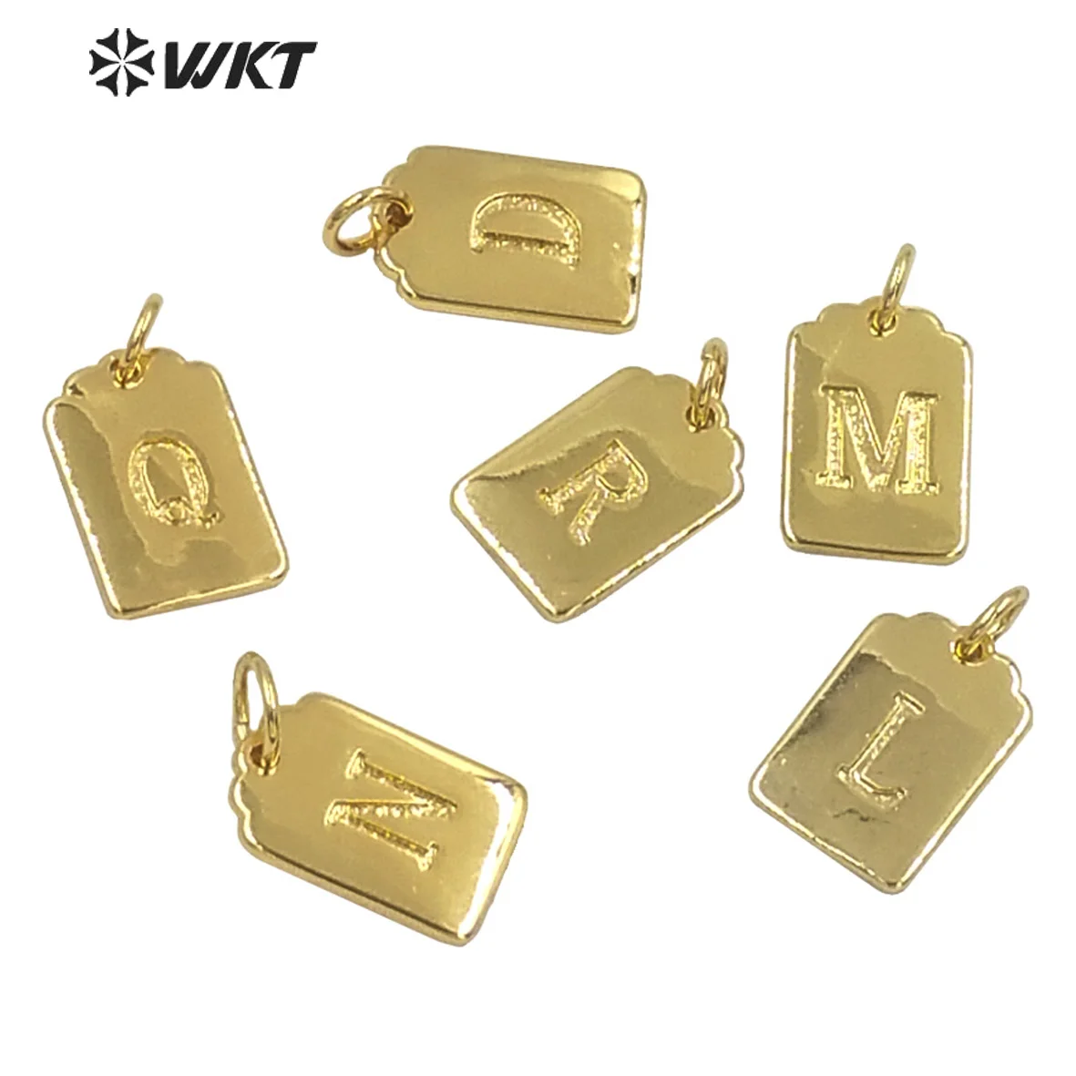 MP195 WKT Cute Small Size Metal Pendant 26 Letters With Full Gold Eletroplated Jewelry Accessories DIY Name Bracelet