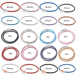 BAOPON 5Pcs/lot Hot Sale Popular Charm Bracelets DIY Elegant Leather Chain Charms Bracelets Bangles For Women Jewelry Gift