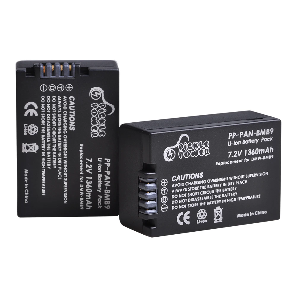 1360mAh Digital Battery For Panasonic DMC-FZ40K FZ45K FZ47K FZ48K FZ60 FZ70 FZ100 FZ150DMW-BMB9 DMW-BMB9E LED Dual Charger