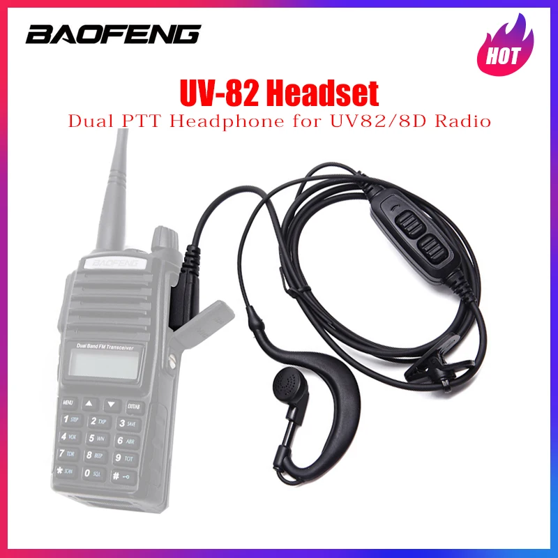 Baofeng UV-82 Walkie Talkie Headset Dual PTT Headphone For UV82 UV8D Two Way Radio High Quality Accessories Earphone Earpieces