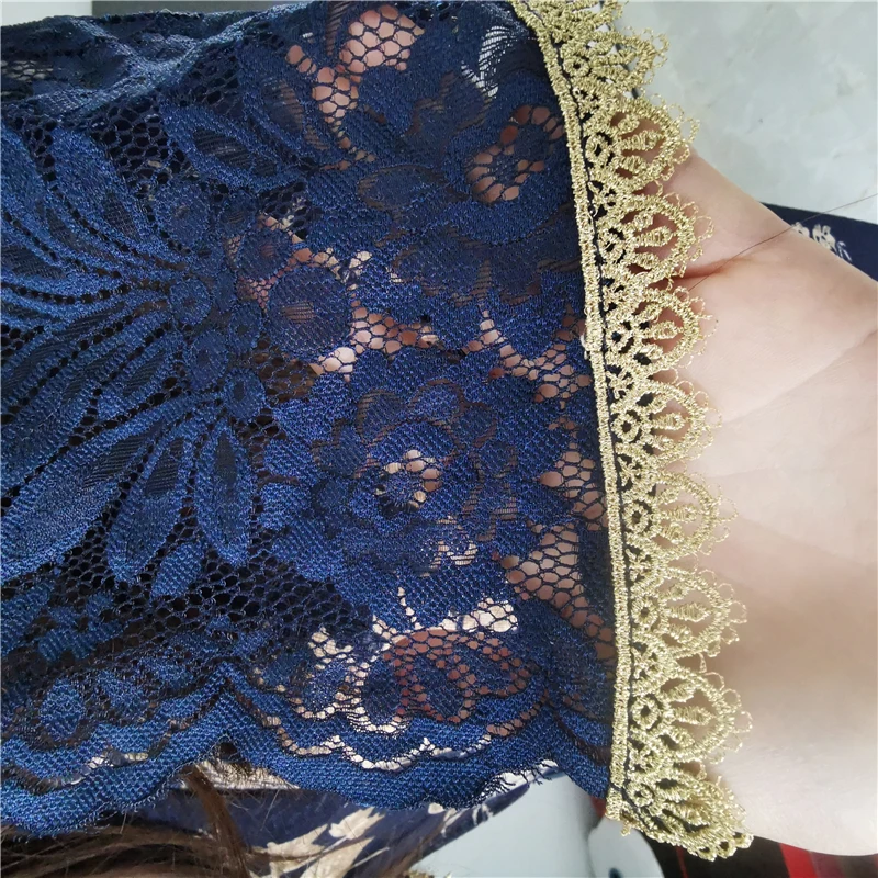 D Vorm Vrouwen Mantilla Katholieke Veils Lace Navy Gold Appiques Hoofd Die Voor Kerk Latin Massa Traditionele Hoofd Sjaal Kleine