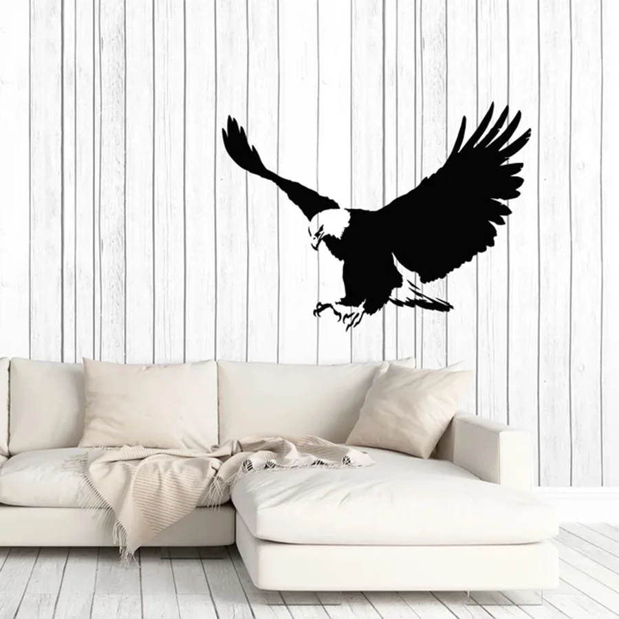 Flying Eagle Wall Decal Big Bird Tribal Style Vinyl Window Stickers Cool Animals Art Mural Home Decor for Bedroom Man Cave M810