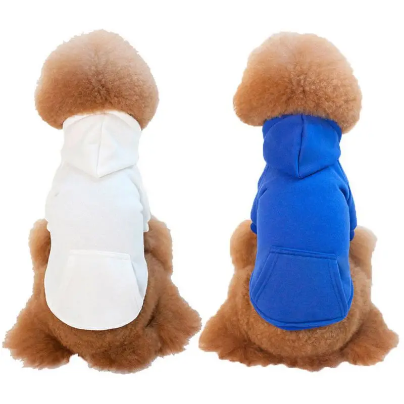 Pet Dog Cat Fleece Hoodie Warm Dog Clothes For Small Dogs Clothing Puppy Outfit Hoodies Soft Puppy Costume Black White Blue