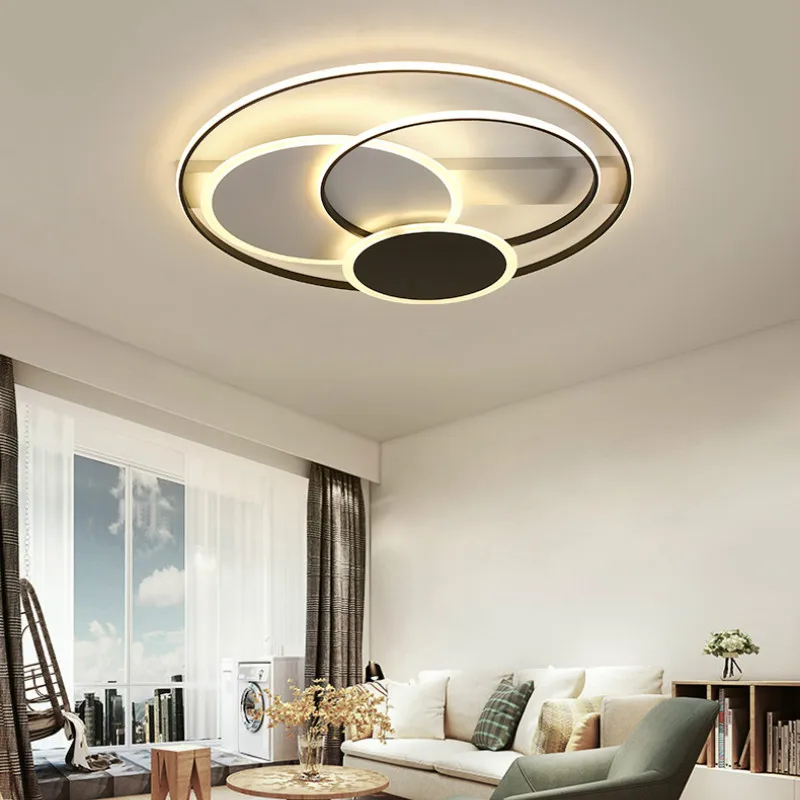 

Modern Led Round Living Room Black and White Ceiling Lamp Creative Iron Lamp for Living Room Home Decor Ceiling Lighting Kitchen