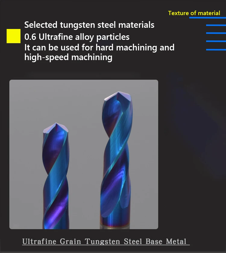 Wolframkarbid-Bohrer-Set 1 mm bis 10 mm HRC65 ° Spiralflöte Spiralbohrer CNC-Drehmaschine Bohrwerkzeuge Metallbearbeitungsbits – Detail 7