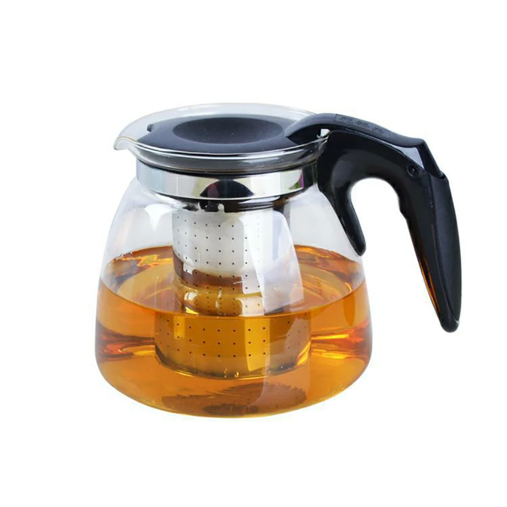 Heat-resistant glass tea pot 900ml teapot high temperature resistant large capacity kettle herbal stainless steel filter liner