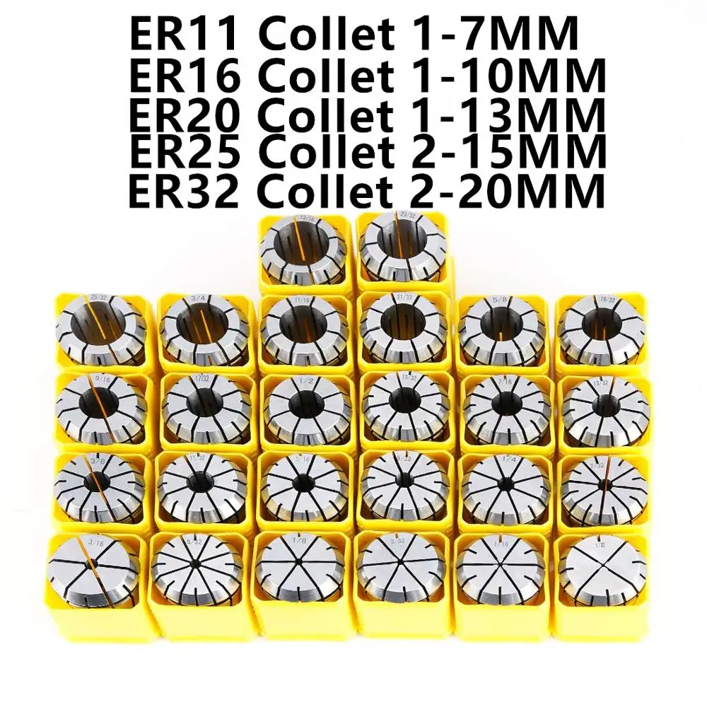 ER8 ER11 ER16 ER20 ER32 ER40 Chuck Collet Set  Spring Collet 0.008 Accuracy for CNC Lathe Tools Engraving Machine Lathe Tool