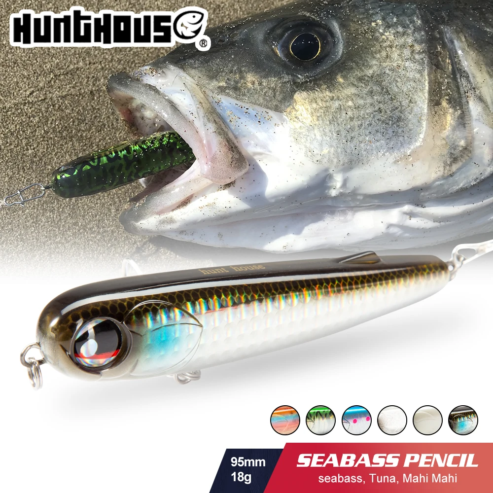 

Hunthouse Floating Poppen Pencil Lure Fishing Wobbler WTD 95mm/18g Saltwater Topwater Surface Pesca Stick Bass Plastic Walker