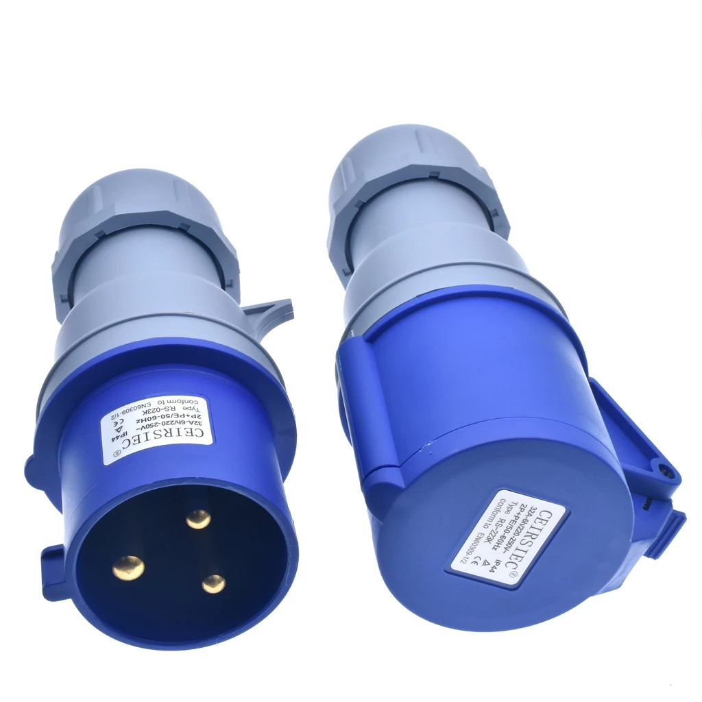 Industrial Plug Connector 32A-6H 220-250V waterproof dustproof IP44 2P+PE Industrial Socket 3P Female/Male socket