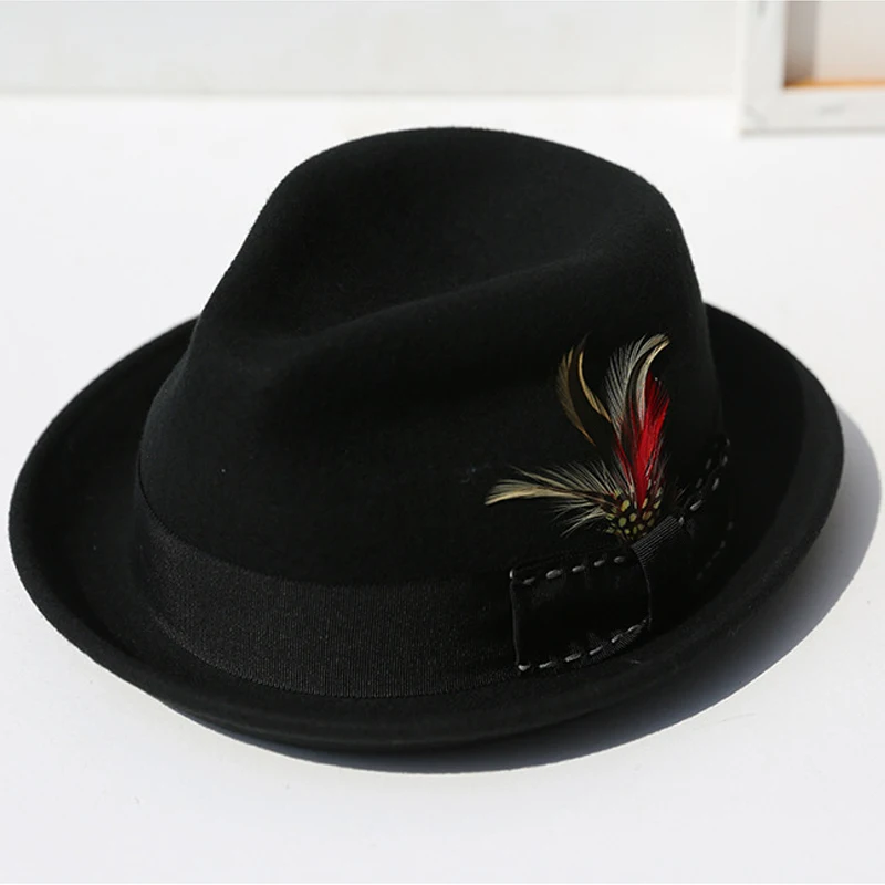 Autumn Winter Dress Caps , Ins Fashion Men Women Jazz Hat ,57cm Wool Party Hat With Black/Khaki Color