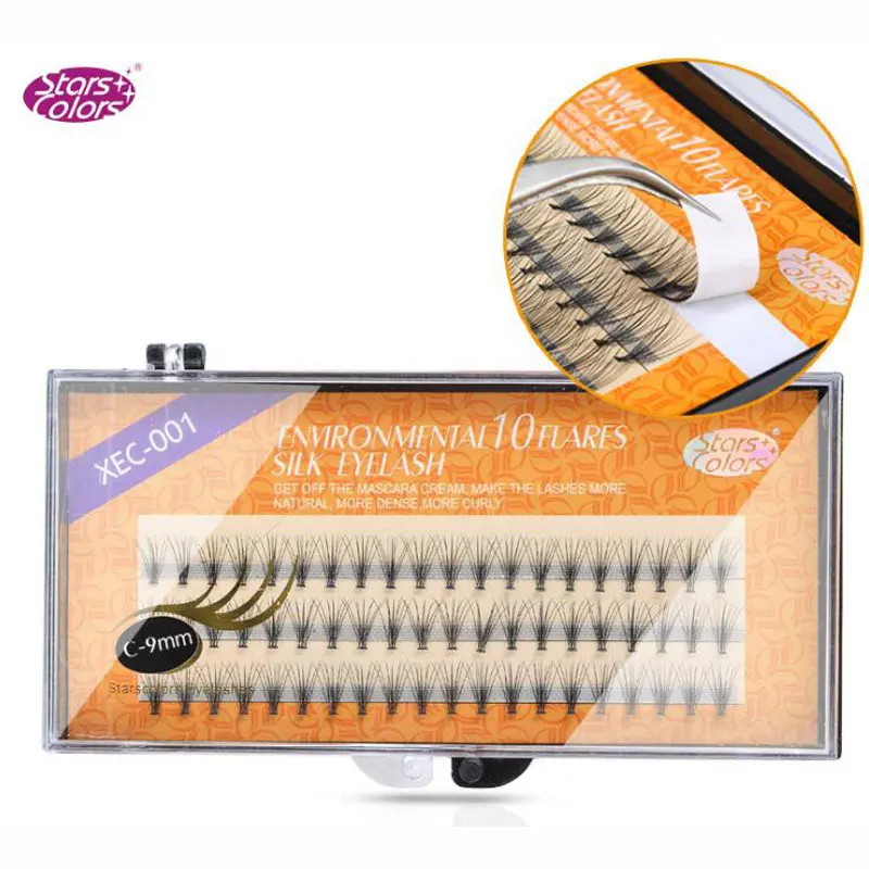 Professional Imitate Mink Silk Eyelash 0.12mm C Curl Eyelashes Extension Premade 10Roots Volume Fan False Eye Lashes