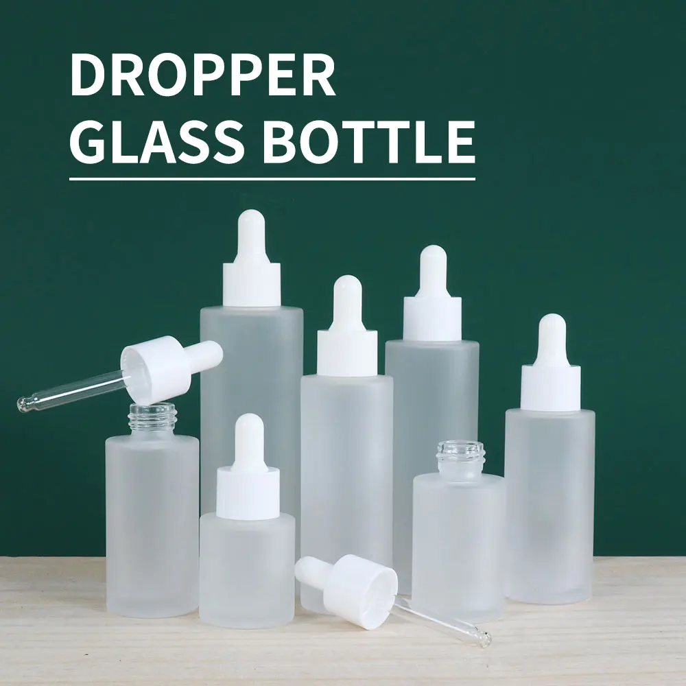 A30ml  to 120ml Frosted Clear  Cosmetic  Glass Bottles  Beauty Salon and Essence medicine Dropper Empty Dottles