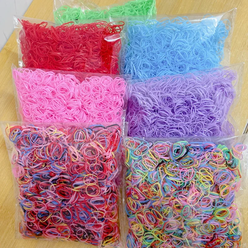 Cintas de goma desechables para niña , gomas pelo pequeñas bebe niña,coleteros elasticos para el pelo, accesorios para el cabello , gomitas pelo 1000/2000 piezas,gomillas trabas pelo niña