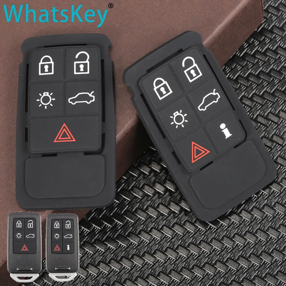 WhatsKey For Volvo V60 S60 S80 V70 XC60 XC70 5 6 Buttons auto Smart Key Silicone Rubber Pad Replacement Car Key Repair Leather