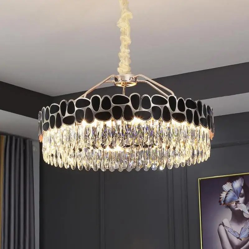 

Dressing Room Round Crystal Chandelier led lustre Hotel crystal Lighting Rectangle led chandeliers for Living Room Dining Room