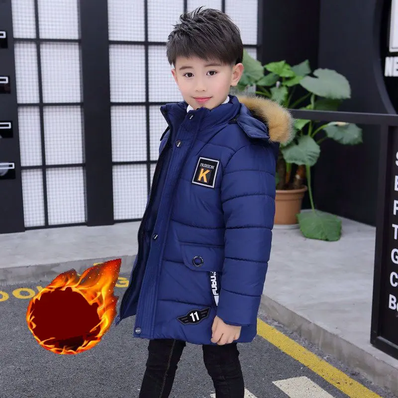 New Children\'s Clothing Coats Plus Thick Velvet Outerwear Detachable Hat for Kids Parkas Winter Down Cotton Padded Jacket Boys