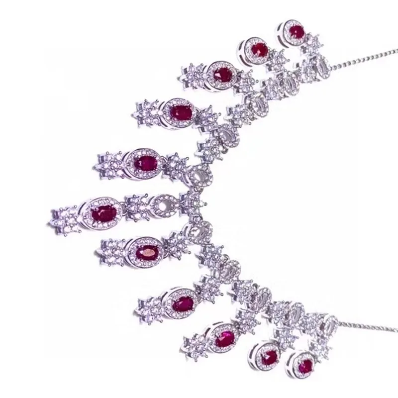 New Natural Ruby Pendant 925 Silver Lady Pendant Simple and Small Daily Style