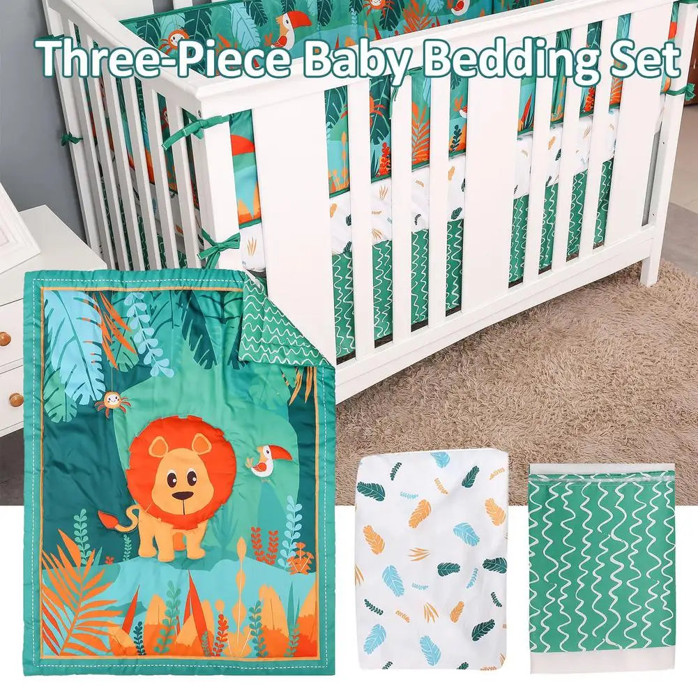 

Three-Piece Baby Bedding Set Lovely Cartoon Lion Theme Crib Bedding Kit High-quality Non-slip Sheets Best Sleeping Gift