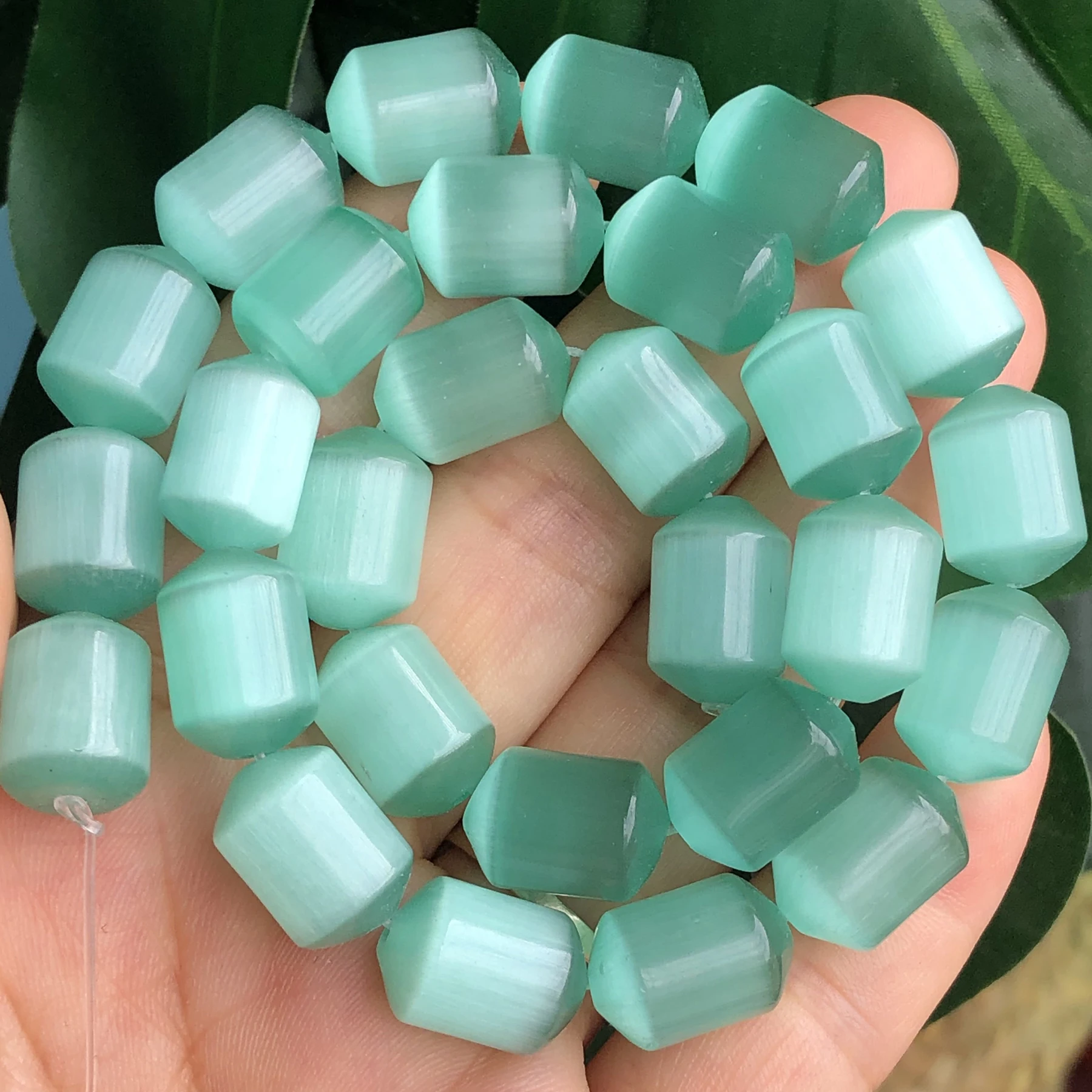 Natural Mint Green Cat’s Eye Stone Bead Loose Cylinder Spacer Beads for Jewelry Making DIY Bracelet Necklace Finding Accessorie