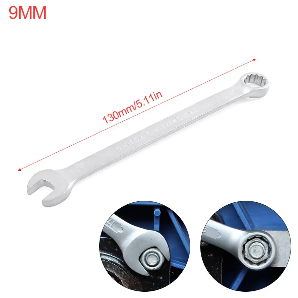 8 / 9 /10 MM Silver Dual Heads Ratchet Wrench Dual-use Wrench Combination Spanner Open End and Plum End Spanner for Repairing