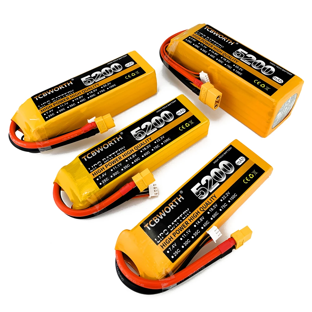 7.4V 11.1V 14.8V 22.2V 5200mAh 35C 2S 3S 4S 6S RC LiPo Batterij Voor RC Vliegtuigen Auto Boot Drone Quadcopter Vliegtuig LiPo Batterij