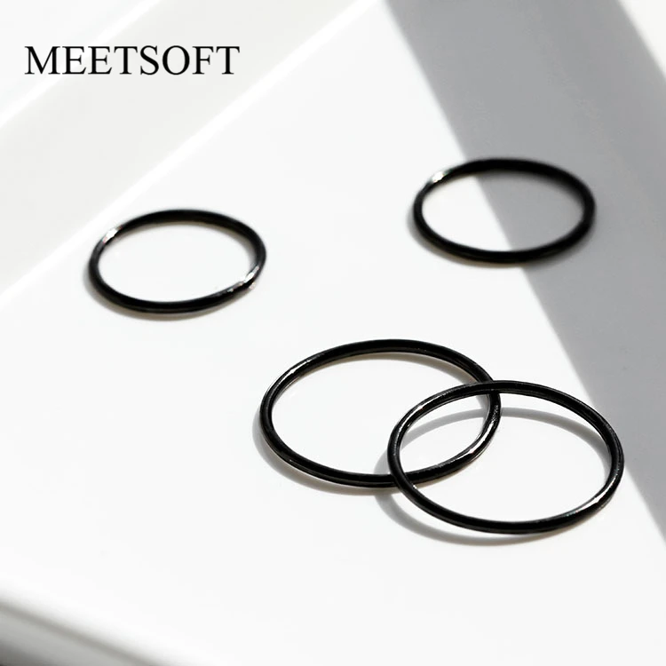 MEETSOFT 925 Sterling Silver Minimalist Black Gold Finger Opening Ring for Women Engagement Trendy Fine Jewelry Wholesale