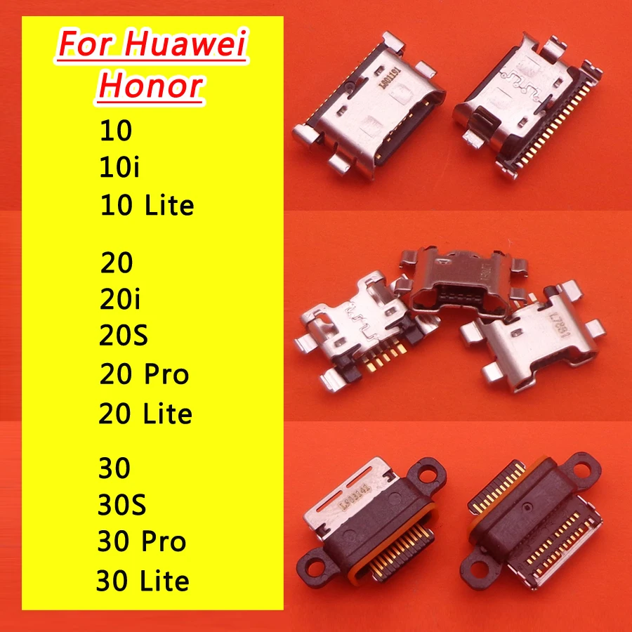 10PCS Charger Connector Parts Spare Parts USB Dock Charging Port For Huawei Honor 10 10i 20 20i 20s 30 30s Pro Lite