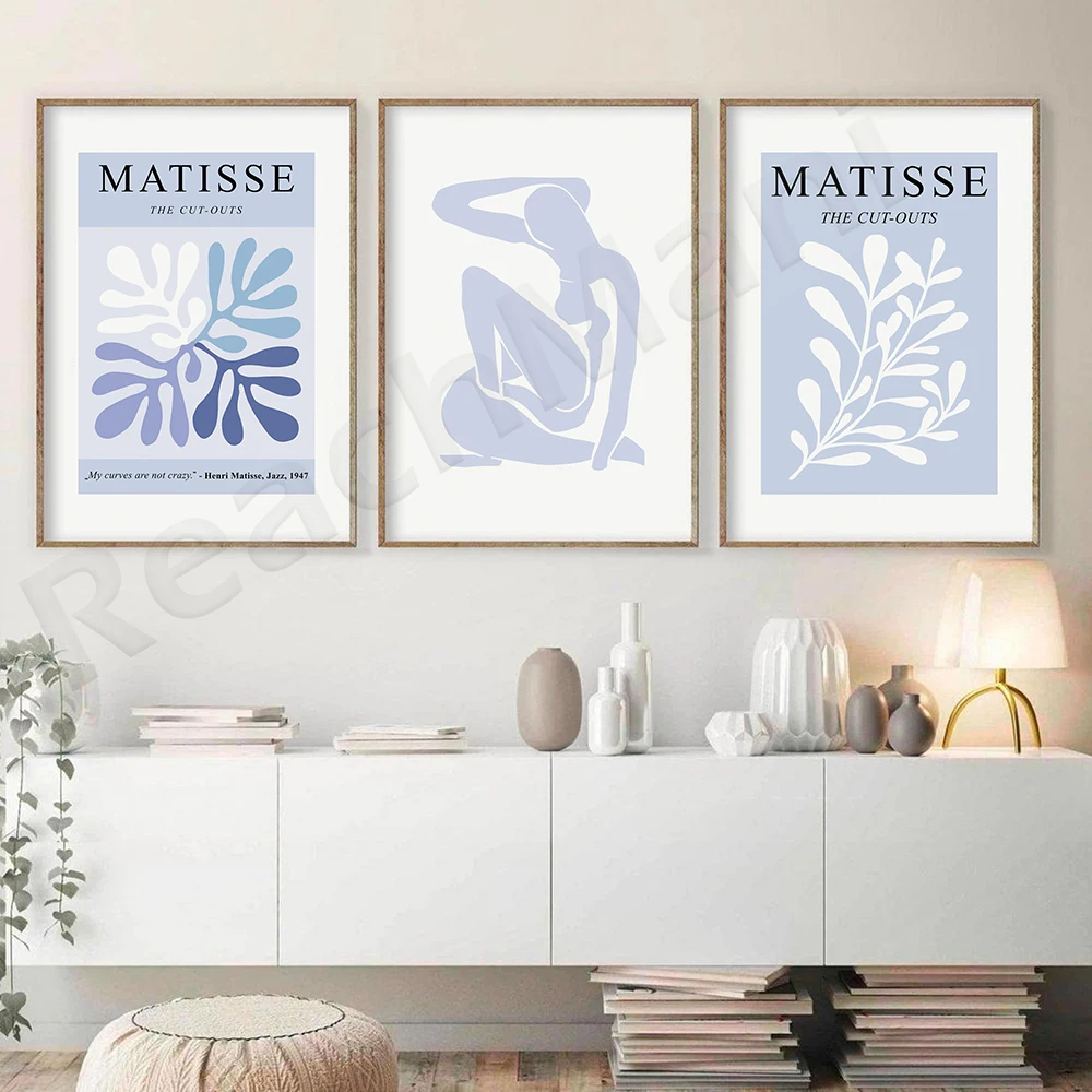 Blue Matisse Print, Abstract Printable Wall Art, Henri Matisse Exhibition Poster, Matisse Cut-Out Gallery Wall