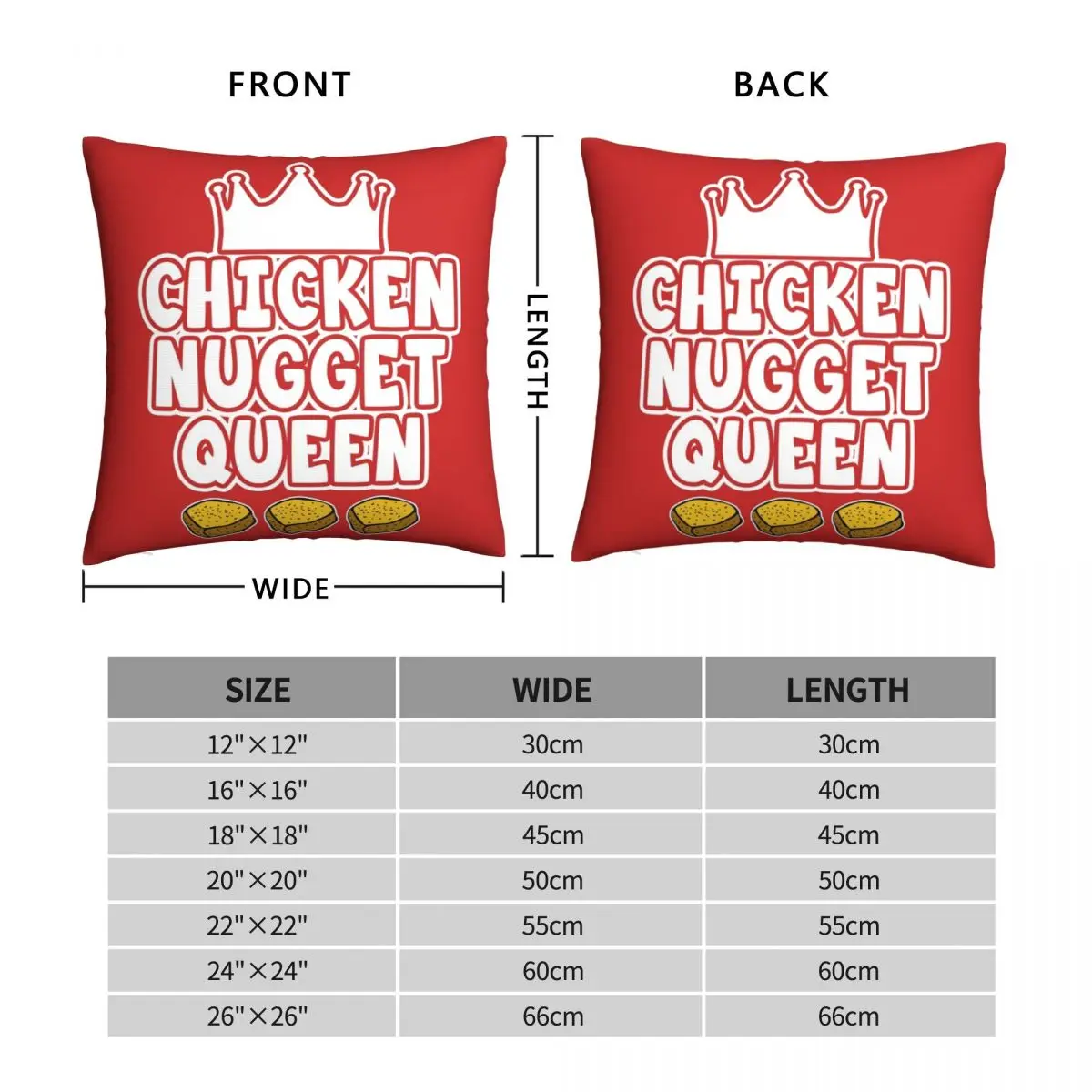 Chicken Nugget Queen Pillowcase Polyester Linen Velvet Printed Zip Decor Pillow Case Room Cushion Cover