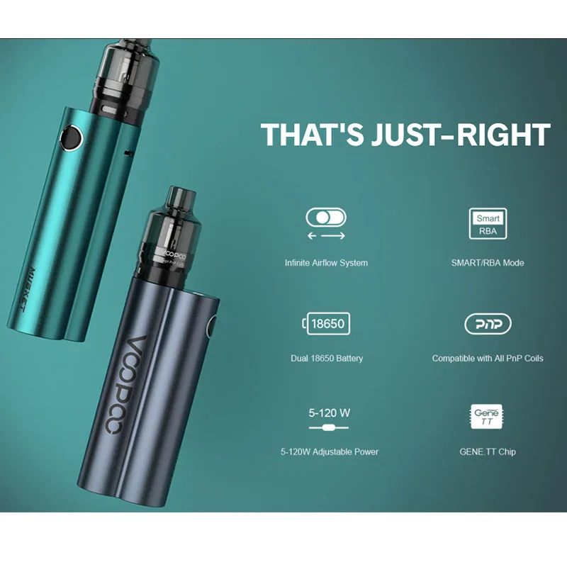 VOOPOO-vaporizador Original MUSKET, vaporizador resistente de 120-3,0 ohm, potencia de 5-18650 W, alimentado por baterías duales 0,1