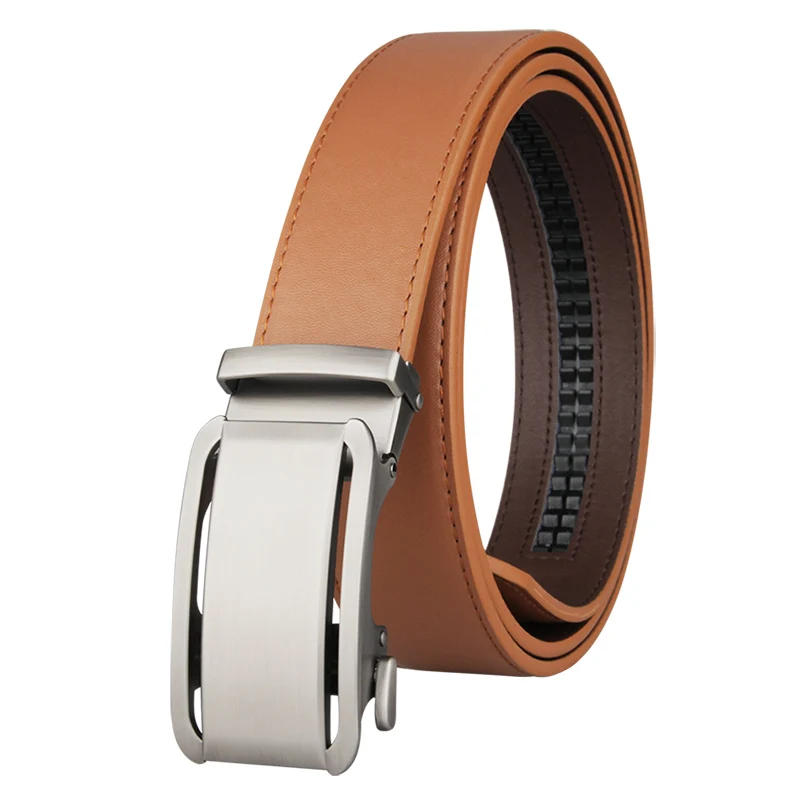 

New Arrival Men's Genuine Leather Belt Brown Automatic Buckle Waist Strap Business Leather Belt Male 3.5 CM Width