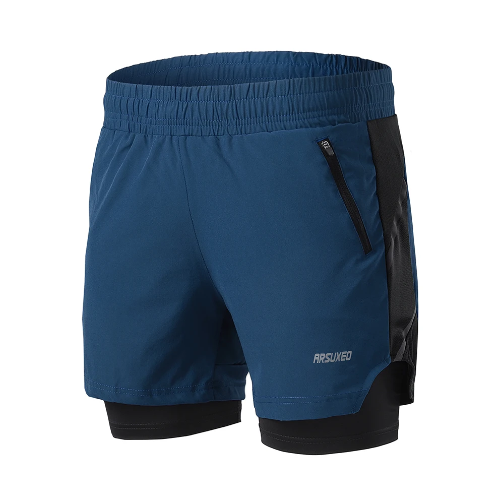 ARSUXEO Herren-Laufshorts, 7 Zoll, 2-in-1, schnell trocknend, für sportliches Training, Joggen, Sport, Fitness, mit Reißverschlusstasche, Workout