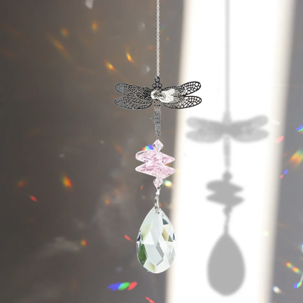 Libellule – guirlande suspendue en cristal, fait à la main, pendentif, lustre, bijoux, partie centrale, fenêtre, décoration de jardin, DIY