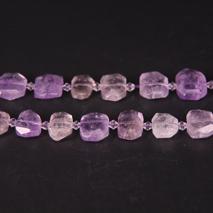 22pcs/strand Faceted Clear Amethysts Slab Nugget Loose Beads,Natural Purple Crystal Quartz Stone Slice Pendants Jewelry Making