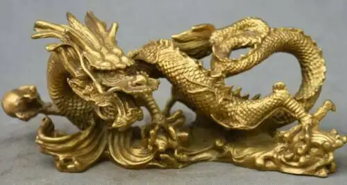 

Chinese FengShui old Copper Brass Auspicious Beast Zodiac Dragon Totem Statue