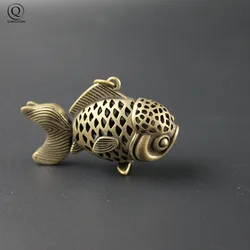 Handmade Copper Hollow Carp Pendant Car Keychain Hanging Women Handbag Decorations Ornament Copper Fish Necklace Pendant Keyring